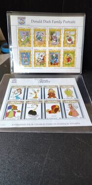 2 ICS MNH Disney Beauty & Beast, Donald Duck souvenir sheets COAs